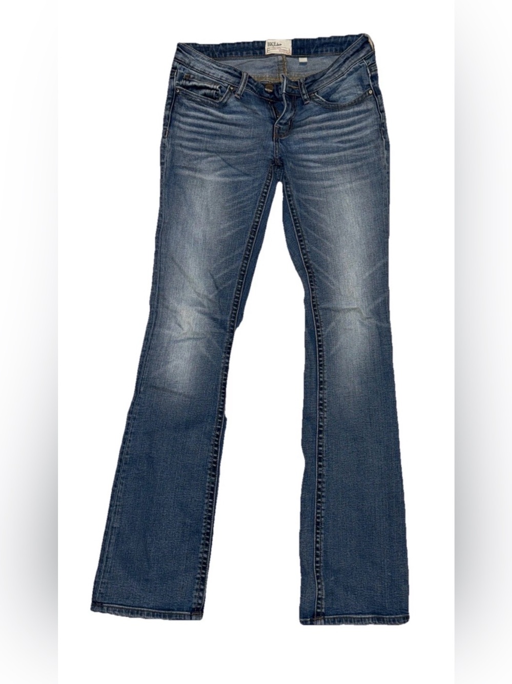 Women’s denim buckle jeans Stella bootcut size 25 X 33 1/2 mid-rise light wash